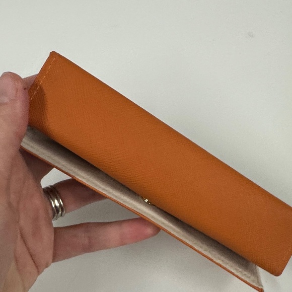 TORY BURCH ORANGE SMALL AUTHENTIC EYEGLASSES CASE Weekender Travel - Picture 4 of 7